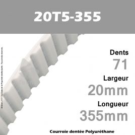 Courroie Dentée PU 20T5-350