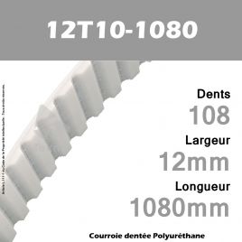 Courroie Dentée PU 12T10-1080