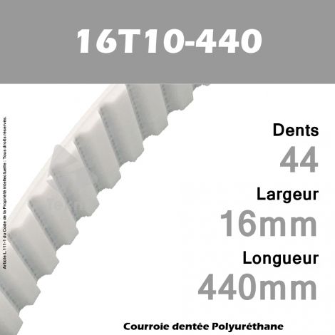 Courroie Dentée PU 16T10-440