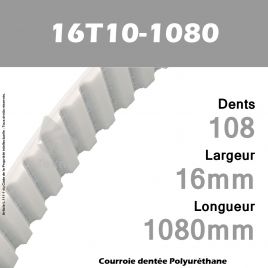 Courroie Dentée PU 16T10-1080