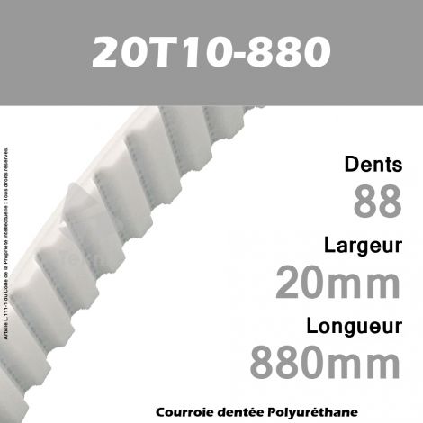 Courroie Dentée PU 20T10-880