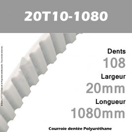 Courroie Dentée PU 20T10-1080