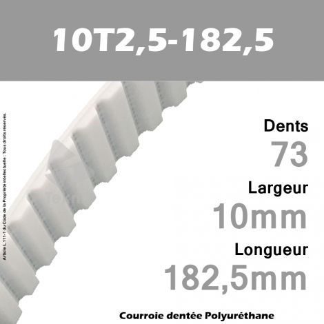 Courroie Dentée PU 10T2,5-182,5