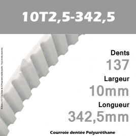 Courroie Dentée PU 10T2,5-342,5