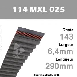 Courroie Dentée 114 MXL 025